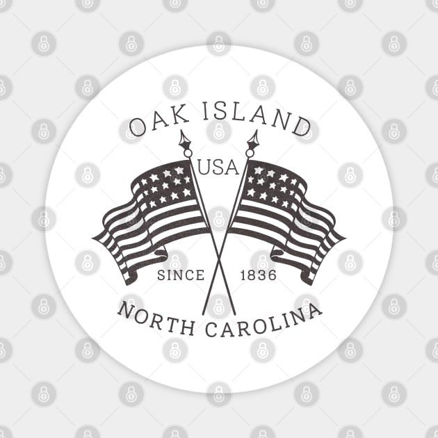 Oak Island, NC Summertime Vacationing Patriotic Flags Magnet by Contentarama